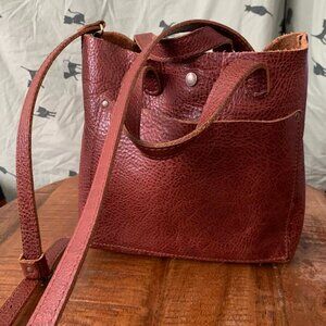 Portland Leather Goods, Mini Crossbody Tote, Nutmeg color